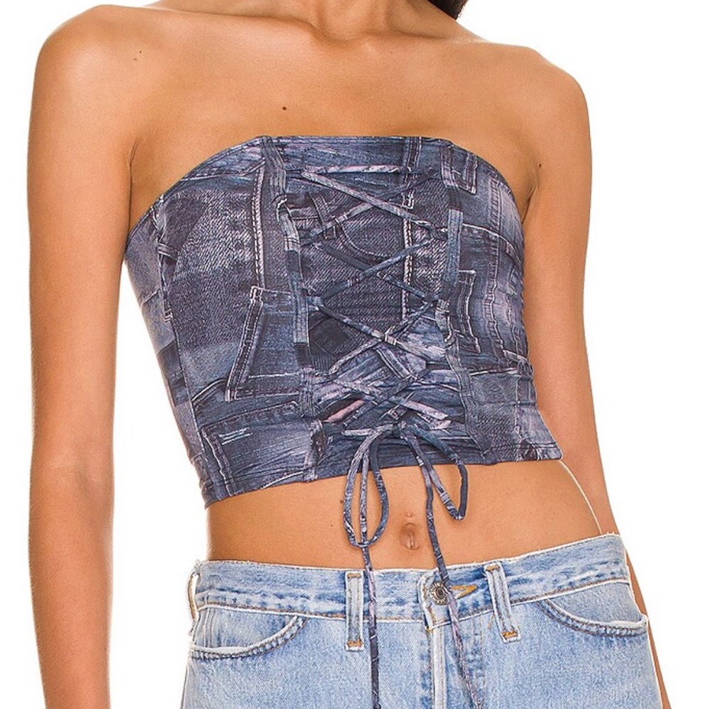 Frankie’s Bikini Top - Jean/denim Pattern